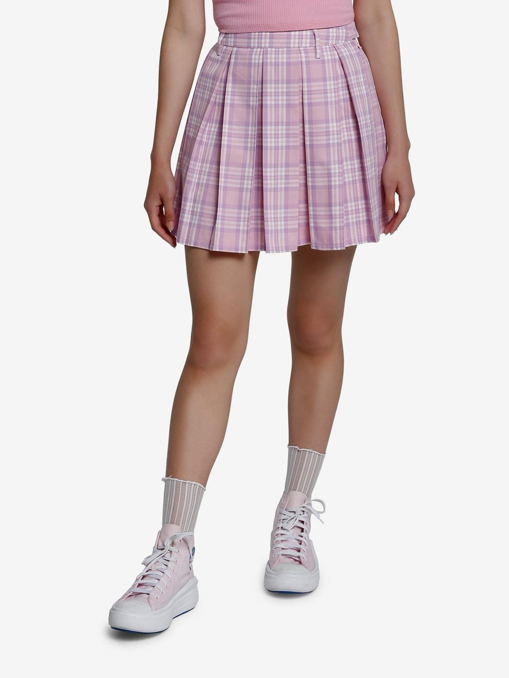 New with tags Medium Hot Topic Sweet Society Pink & Lavender Plaid Pleated Skirt